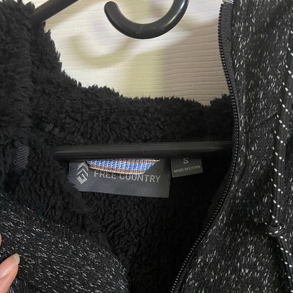 Free Country Mountain Fleece Black Heather Hooded Jacket, Sz S --NWT - Picture 3 of 12